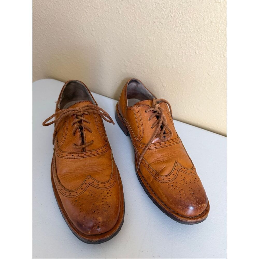 Sebago Men's Brattle Wing Tip Oxford Leather Shoe British Tan Vibram Sole SZ 7D